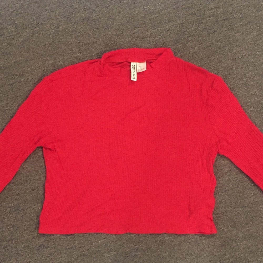 Red turtleneck crop top